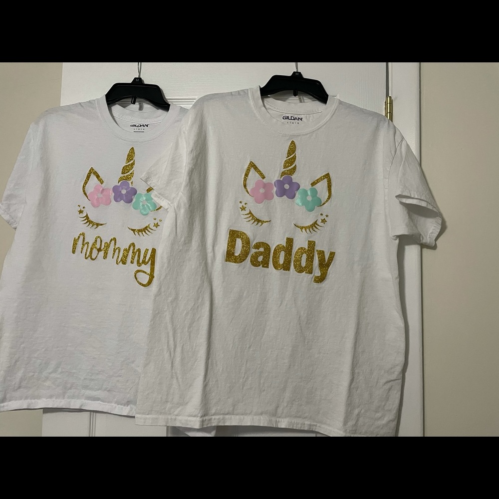 Unicorn Mommy and Daddy shirts.